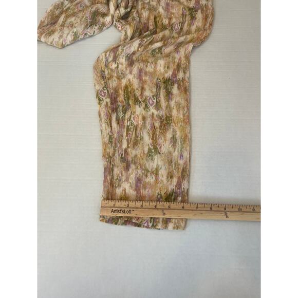 Zara crinkle effect wide leg cropped trousers multicolored abstract tie -dye SML - Picture 11 of 11